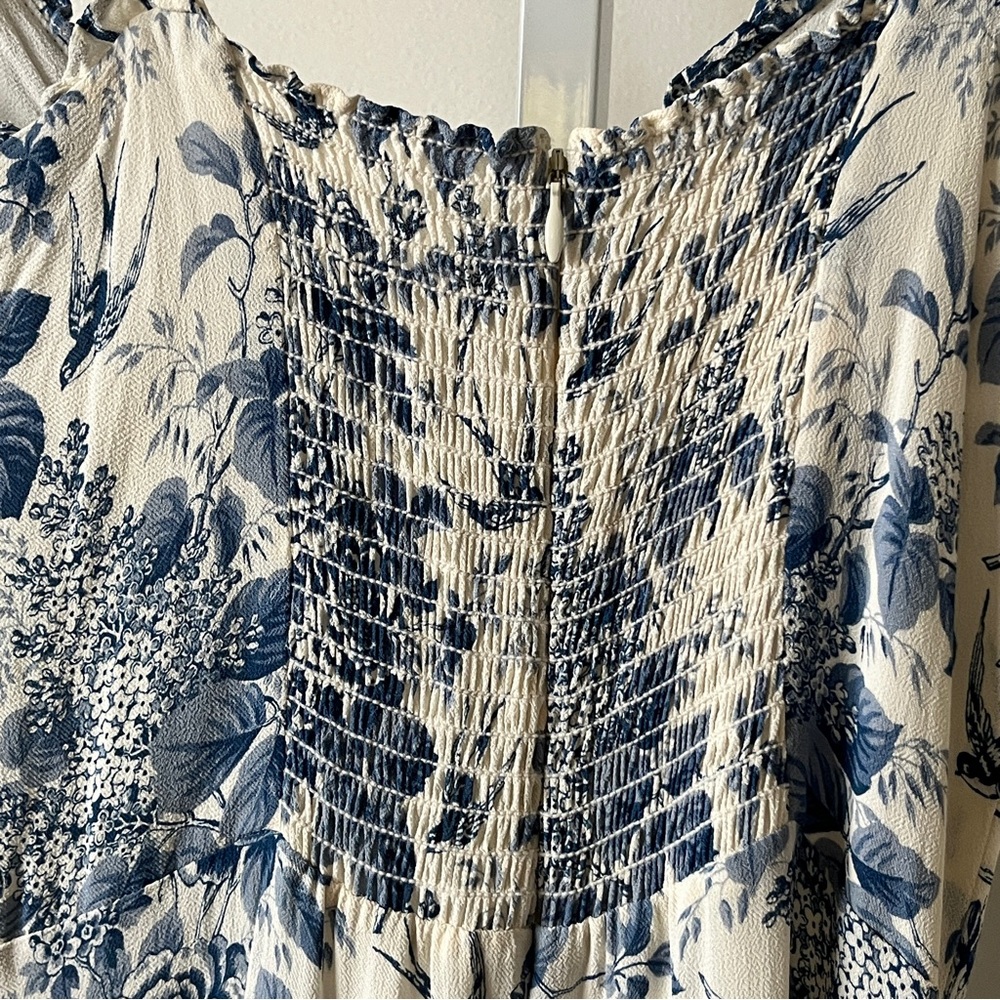 Reformation White and Blue Floral Toile Nikita Dress - Picture 6 of 7